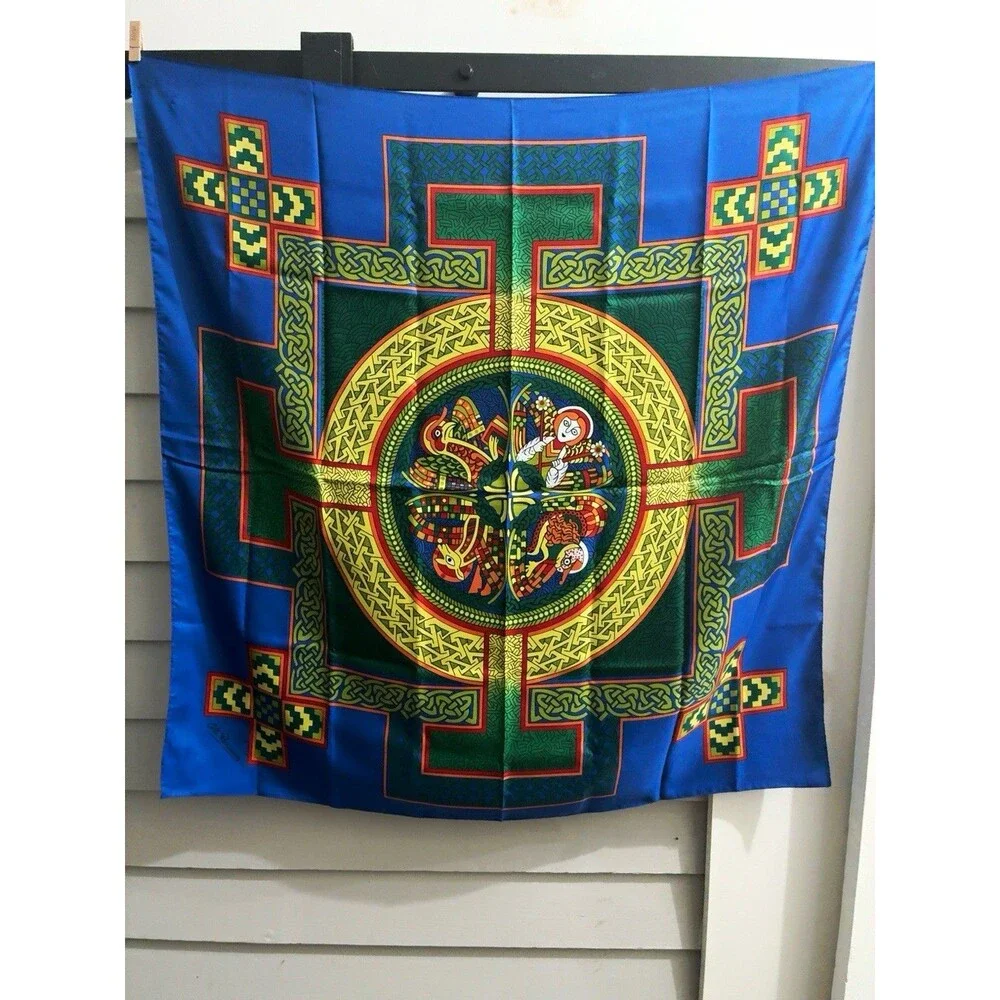 Celtic Renaissance Design 34x34 Scarf Table Topper Book of Kells Blue